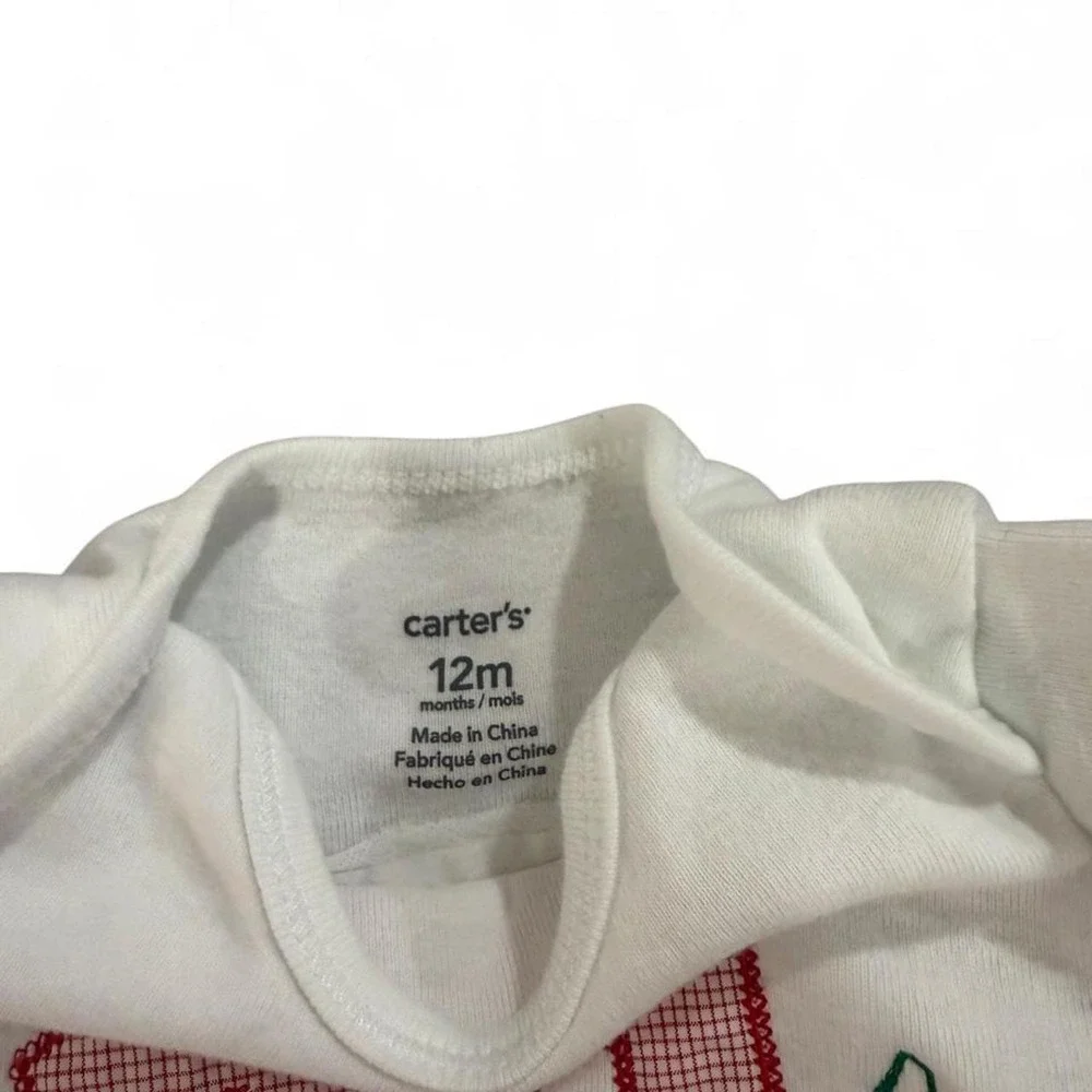 Carters Baby 11 Months Milestone Bodysuit White Short Sleeve School Theme 12M